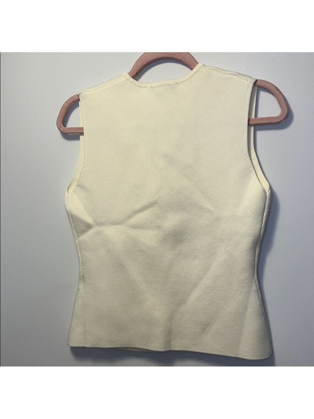 Zara Knit Asymmetrical Gold Button Ecru Vest Sleeveless Top - Picture 11 of 11